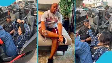 Chairman Heatboss Spotted In A GH₵500k Ride With Obroni Lady, Causes Traffic
