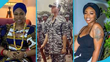 Michy drops old photo from Mfantsiman of her wearing an oversized cadet uniform, peeps react