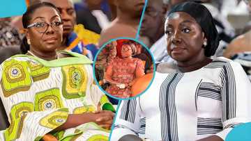 Lady Julia near tears as she mourns with Otumfuo at his niece's memorial service, video evokes sadness