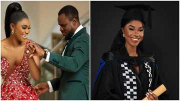 Becca's hubby Dr Tobi Sanni-Daniel drops lovely message after she graduated from UPSA with merit: "Your tenacity has been rewarded"