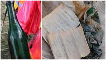 Young girls write letter to prospective boyfriends & send them to sea in bottle; gets found after 55 years