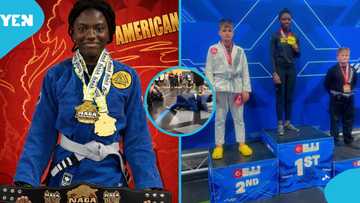 "Dɛkyɛ bu ne nsa mu": Ghanaian mum coaches daughter to BJJ gold medal win in US, videos warm hearts