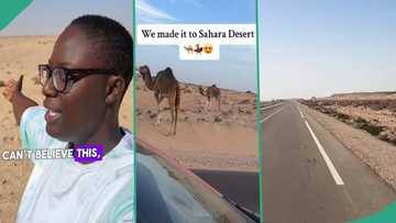 Brave lady driving from London to Lagos reaches Sahara desert after leaving Morocco: "We made it"