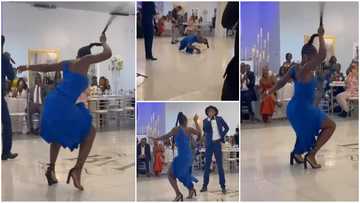 Pretty lady in heels steals show at event with amazing legwork as she dances with waist in video