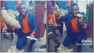 Ghanaian man fumes after buying a slice of fried yam for ₵1, when tubers are not so expensive