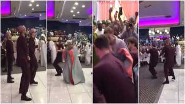 Obroni Groom and His Groomsmen Scatter Dancefloor with Amazing Dance Moves as they Come for Nigerian Bride