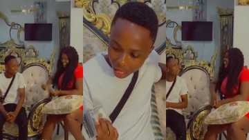 Tracey Boakye surprises Ras Nene's 'boy' as she dashes him GHC11k in video