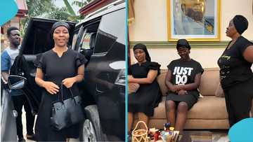 Odo Broni visits Ajagurajah, shows humility as she bows to greet him, video warms hearts