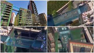 People swim in world's 1st transparent pool built between 2 skyscrapers in video