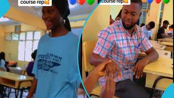 Ghanaian lady proposes to handsome course mate in class, guy politely rejects her in trending TikTok video