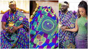 Video of Kojo Jones' customised kente he wore for his lavish traditional wedding pops up