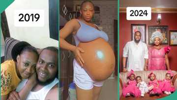 "4 children in 5 years": Lady and her husband welcome quadruplets, inspiring photos go viral