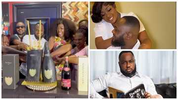 Tracey Boakye celebrates husband with saxophone, GH¢2k champagne and surprise party in videos