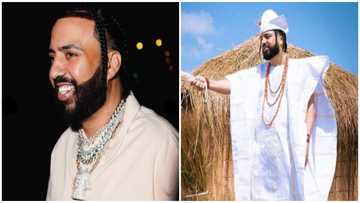 Rapper French Montana stuns in agbada ensembles, Nigerians react: "Nigerian Prince"