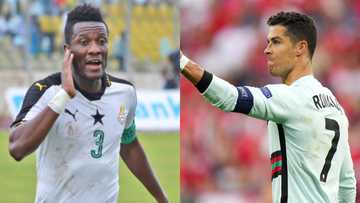 Asamoah Gyan reacts to Cristiano Ronaldo equalling record; photo pops up