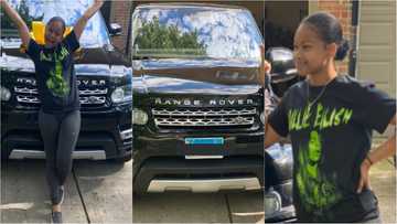 Pretty lady flaunts Range Rover graduation gift in stunning photos