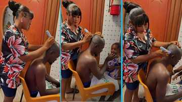 Lil Win changes drastically as he gets new haircut from his wife Maame Serwaa, video stirs reactions