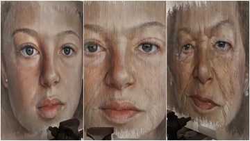 Artist makes artwork that changes from a beautiful girl to an old woman