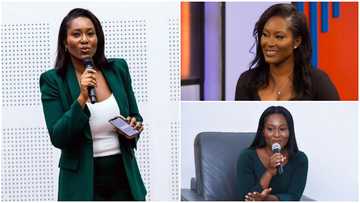 Tracy Sarkcess: Sarkodie's wife looks fantastic in a GH¢11,000 shoes while lecturing KNUST students on investments