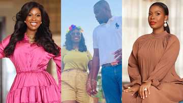 Dumelo's wife flaunts fine legs like Yvonne Nelson as she steps out for Nadia's party in shorts, fans can't deal with her photos