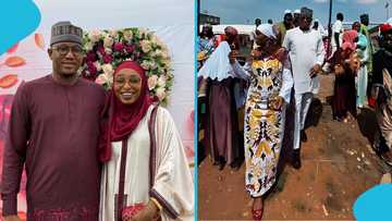 Baba Sadiq and his second wife step out in style for Eid prayers