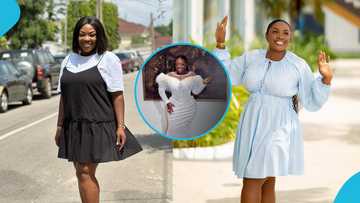 Ghanaian actress Emelia Brobbey looks ravishing in a white lace corseted gown for her birthday shoot