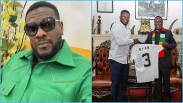 Asamoah Gyan takes gari, kenkey, shito & fish to Zimbabwe, netizens react to video
