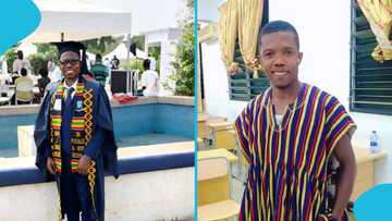 SHS dropout graduates from University of Ghana, friends celebrate his success