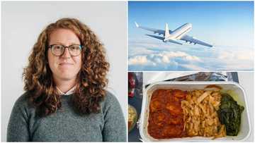 White lady shares photo of "jollof rice" airline gave her during flight, causes stir on social media