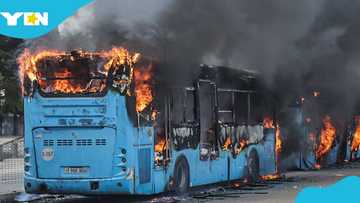 Wesley Grammar School bus with over 80 students catches fire at Kasoa tollbooth in terrifying incident