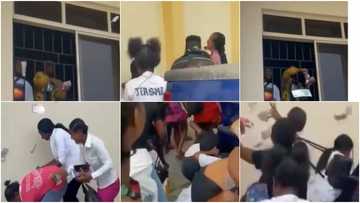 See people serious girlfriends: reactions as video shows students scrambling for cash sprayed by colleagues