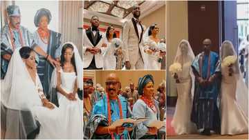 Minister walks twin daughters down the aisle as they marry on the same day, lovely photos, videos emerge