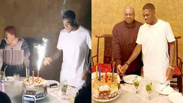 Lovely video and photo drop as Mahama's son celebrates 24th birthday with family dinner; gets mom giggling