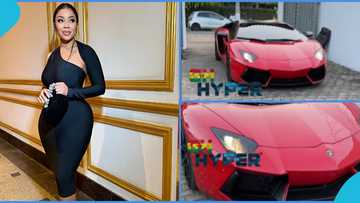 Serwaa Amihere spotted driving a Lamborghini, peeps go crazy over video, admire sleek posh car