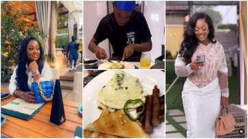 Jackie Appiah calls her son "foodie" as he hungrily eats breakfast in video