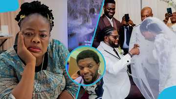 Artist Maame compares Jessica to Delilah as she trims Ogidi Brown's hair in hilarious video