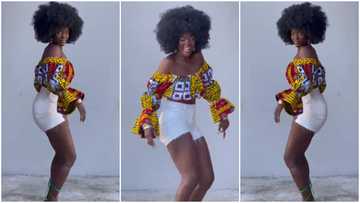 Pretty lady in tight shorts shows off dance moves in thick heels; peeps love her dark skin as video emerges