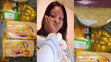 Lady receives 2 loaves of bread, vegetable oil, rice from landlord as Val's Day gift, social media react