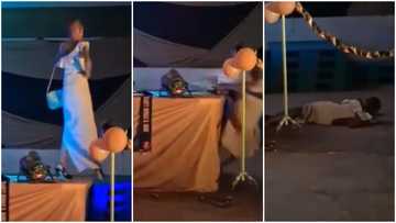 Slaying lady in heels falls flat as she models on stage; video stirs emotional reactions