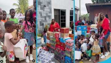 Tracey Boakye donates bags of rice, drinks and toiletries to an orphanage to mark her daughter’s birthday