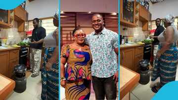 Ghanaian mum in disbelief as she sees her son cooking for her, peeps react