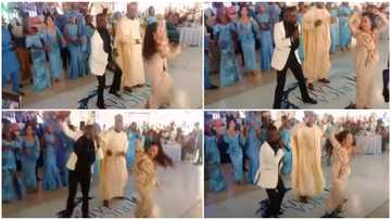 Pregnant Asian bride stuns her husband and guests with legwork dance moves