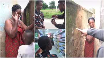 Woman in tears as she gets glasses, foodstuff from men her young son works for; video emerges