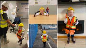 Son Who Always Asks Father if He Can Join Him at Work Gets Opportunity to Do So, Dad Dresses Him in Photos