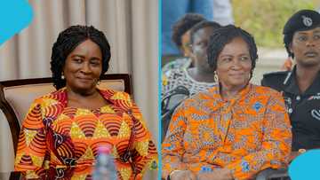 Prof Naana Jane Opoku-Agyemang looks elegant and young in a trouser and top for a party