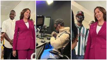 Black Sherif was spotted with Idris Elba, US Vice President Kamala Harris and Sheryl Lee Ralph in a recording studio