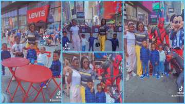 Video drops as Obofour's wife and 5 children step out after Diamond claimed they ere struggling in the US