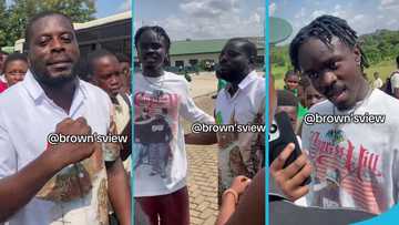 "Mahwe ne to paa": Lovely moment as Yaw Tog meets his Martyrs of Uganda teacher, video melts hearts
