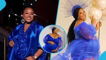 MzGee looks regal in a blue tulle gown and goddess headpiece in pregnancy photos, peeps gush