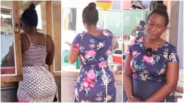 Celestina Etornam: Curvy GH woman who sells 'gob3' at Dansoman reveals men travel from far to buy from her